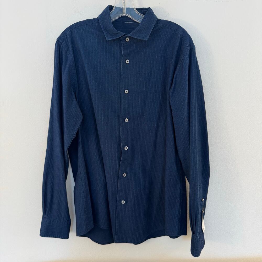 Brooks Brothers Mens Size 40 Blue Textured Button Down Shirt Business Casual